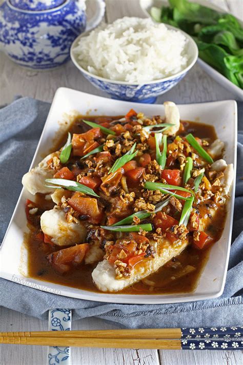 fish with tausi|Steamed Fish with Black Bean Sauce .
